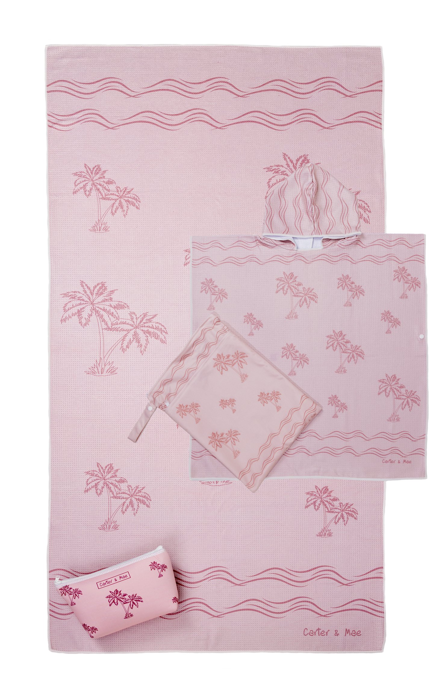 Dusty Pink Palm Towel & Kids Hoodie Towel